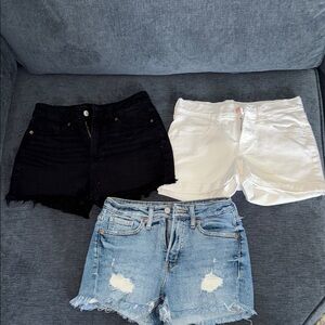 Women's Denim, Black, and White Shorts Set. Old Navy Size 2.